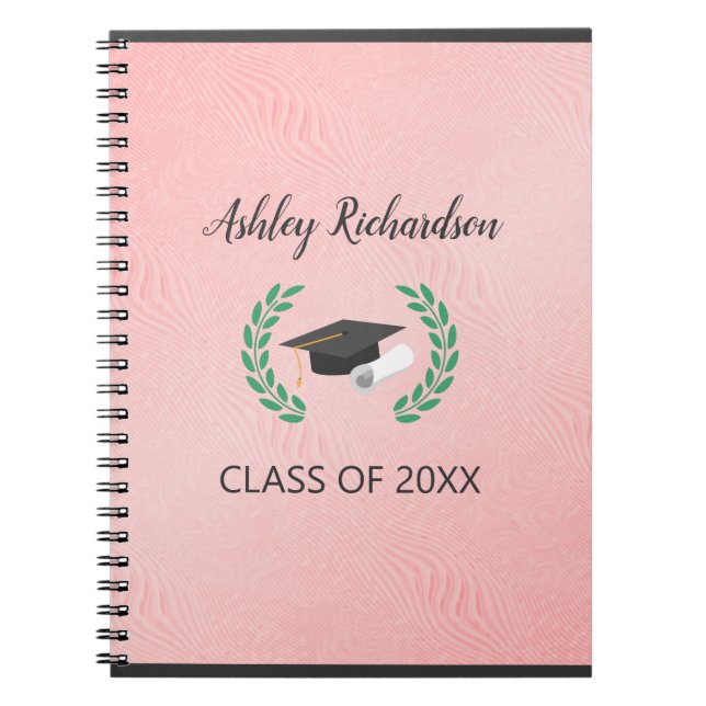 Laurel And Cap On Pink Background Notebook (Front)