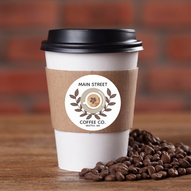 Laurel and Coffee Cup Small Business Sticker (Creator Uploaded)
