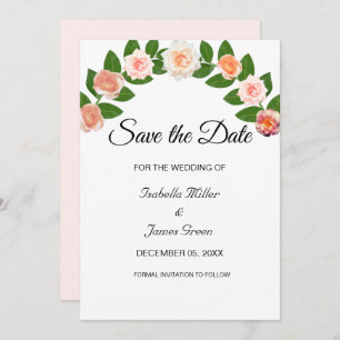 Laurel and Roses Wedding Save the Date Invitation