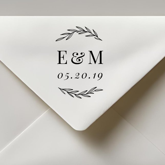 Laurel Branch  Monogram Wedding Save the Date Self-inking Stamp (Creator Uploaded)