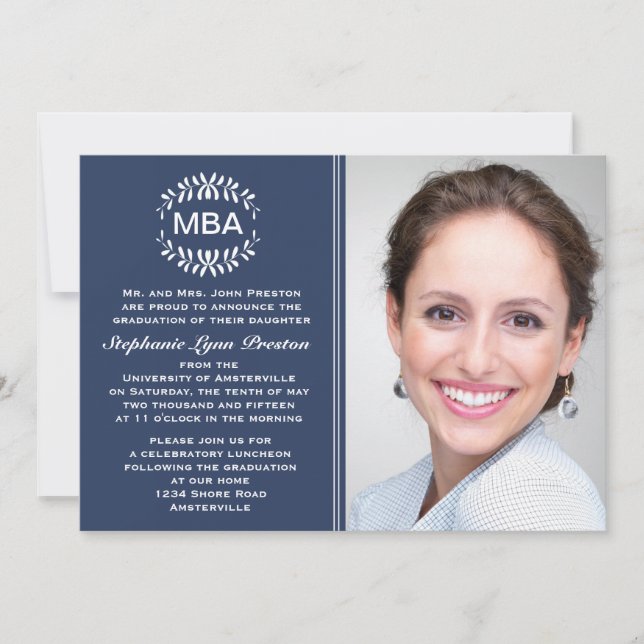 Laurel Branches Photo Graduation Invitation / Anno (Front)