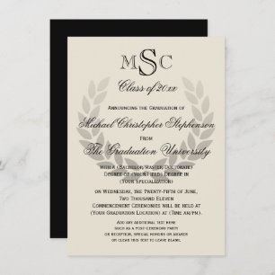 Laurel Crest Monogram Classic College Graduation I Invitation