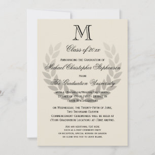 Laurel Crest Monogram Classic College Graduation Invitation