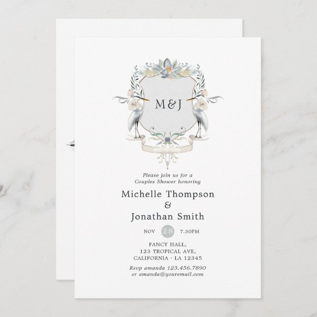 Laurel Crest Monogram Lakeside Couples Shower Invitation (Front/Back)