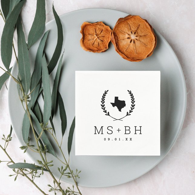 Laurel Crest Texas Wedding Monogram Napkin (Creator Uploaded)