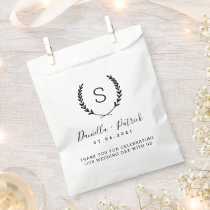 Laurel Crest Wedding Monogram Thank You Favour Bags