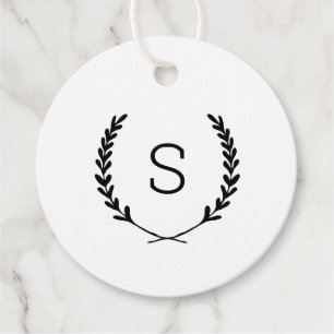 Laurel Crest Wedding Monogram Thank You Favour Tag