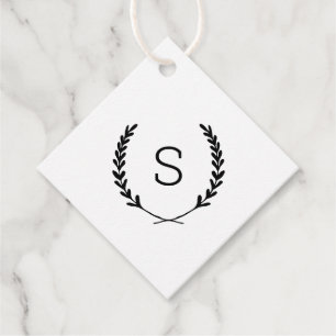 Laurel Crest Wedding Monogram Thank You Favour Tag