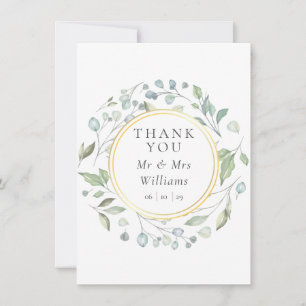 Laurel Garland Faux Gold Foil Wedding Thank You Card