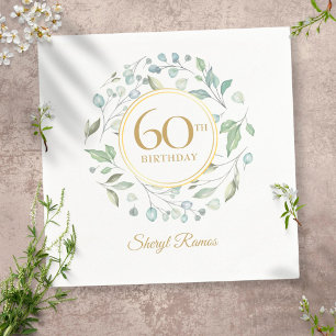 Laurel Garland Gold 60th Birthday Napkin