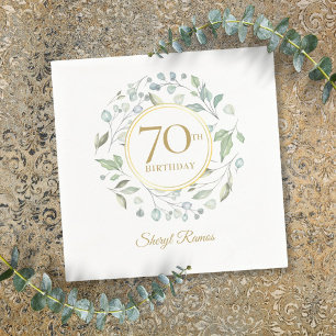 Laurel Garland Gold 70th Birthday Napkin