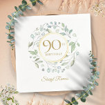 Laurel Garland Gold 90th Birthday Napkin<br><div class="desc">A decorative laurel garland encircles a faux gold foil border containing 90 years age birthday text and below your personalised name. Designed by Thisisnotme©</div>
