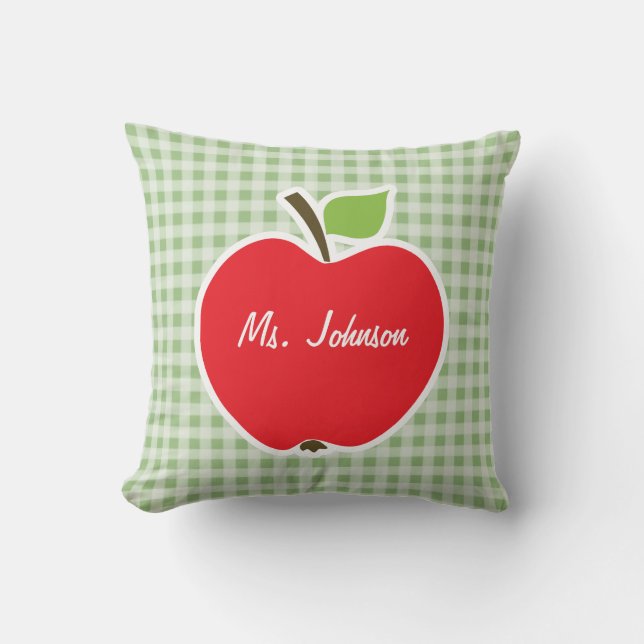 Laurel Green Gingham; Apple Cushion (Front)