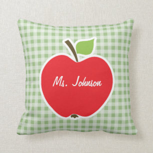 Laurel Green Gingham; Apple Cushion