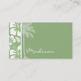 Laurel Green Hawaiian Tropical Hibiscus; Palm Business Card