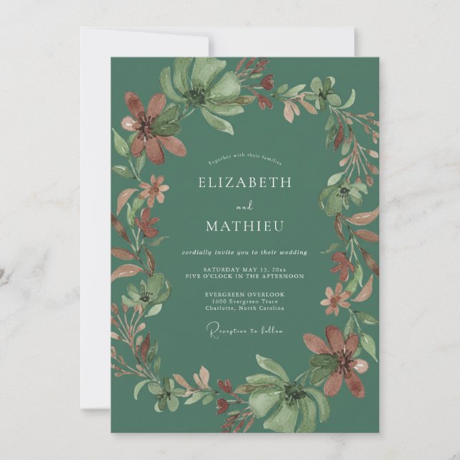 Laurel Green Rustic Nature Wedding Invitation (Front)