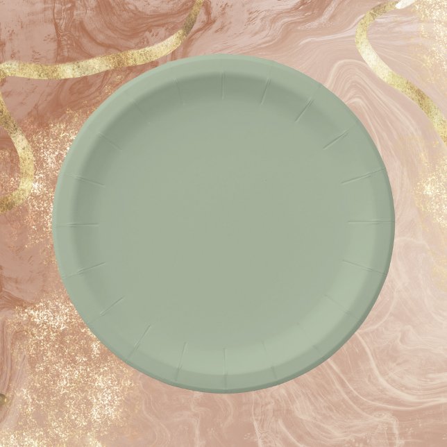 Laurel Green Solid Colour Paper Plate (Creator Uploaded)
