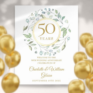 Laurel Greenery 50th Anniversary Welcome Sign