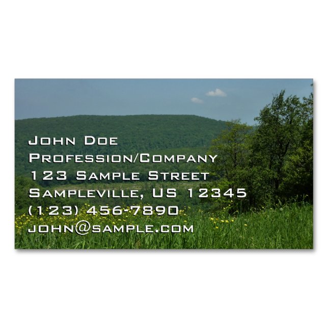 Laurel Highlands Pennsylvania Summer Photography Magnetic Business Card (Front)