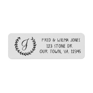 Laurel Initial Monogram Return Address Labels