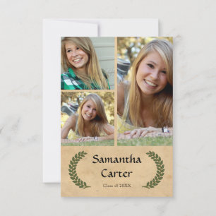 Laurel Leaf - 3x5 Graduation Announcement