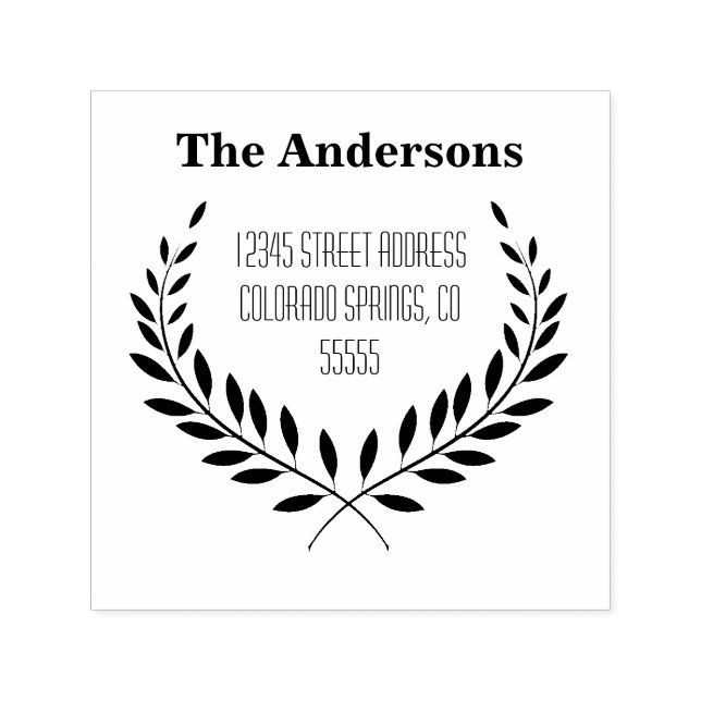 Laurel Leaf Address - Self-Inking Stamp (Design)