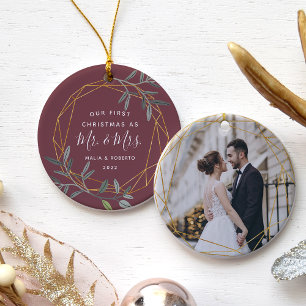 Laurel Leaf First Married Christmas Ceramic Tree Decoration