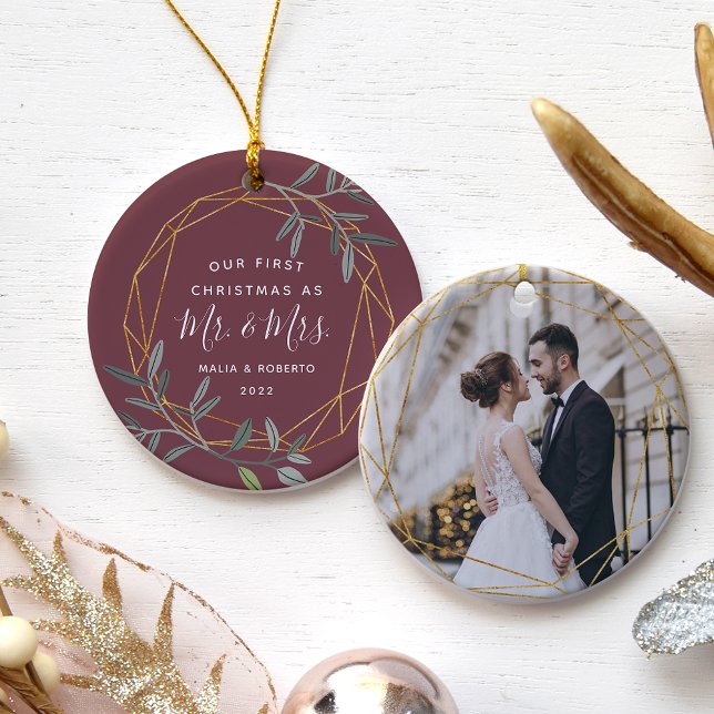 Laurel Leaf First Married Christmas Ceramic Tree Decoration (Creator Uploaded)
