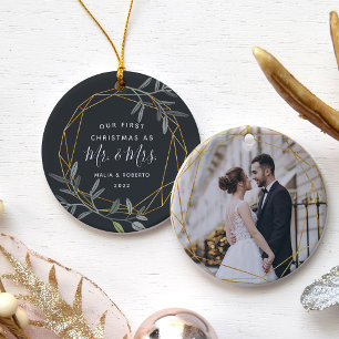 Laurel Leaf First Married Christmas Ceramic Tree Decoration