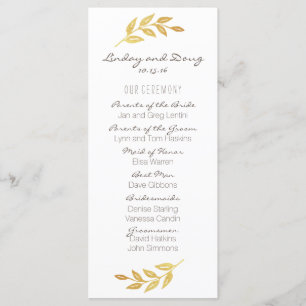 Laurel Leaf Gold Wedding Program Programme