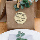Laurel Leaves Let Love Grow Wedding Classic Round Sticker<br><div class="desc">Earthy sticker with laurel leaves,  let love grow in script and modern font. Great for wedding favor seal</div>