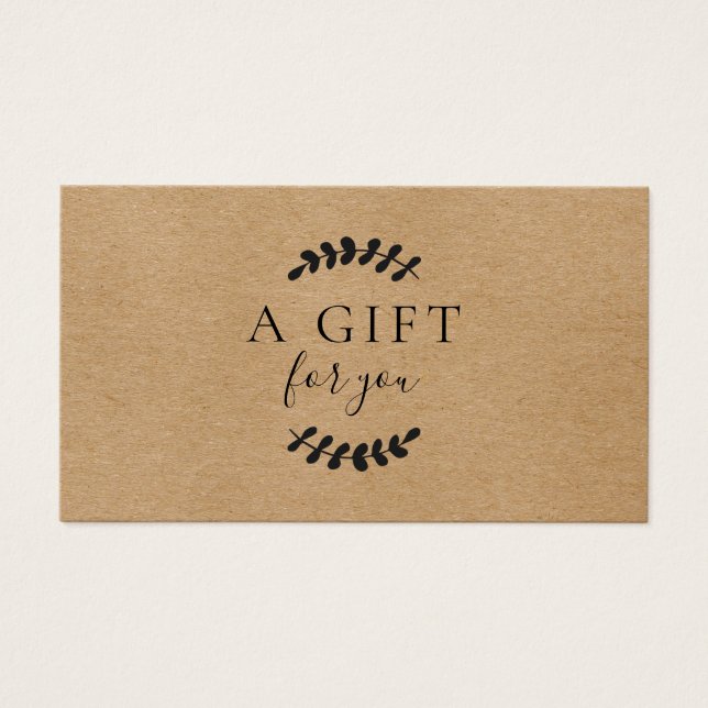 Laurel Leaves Rustic Kraft Gift Certificate (Front)