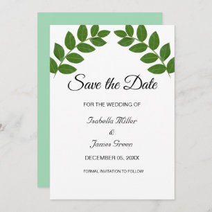 Laurel Leaves Wedding Save the Date Invitation