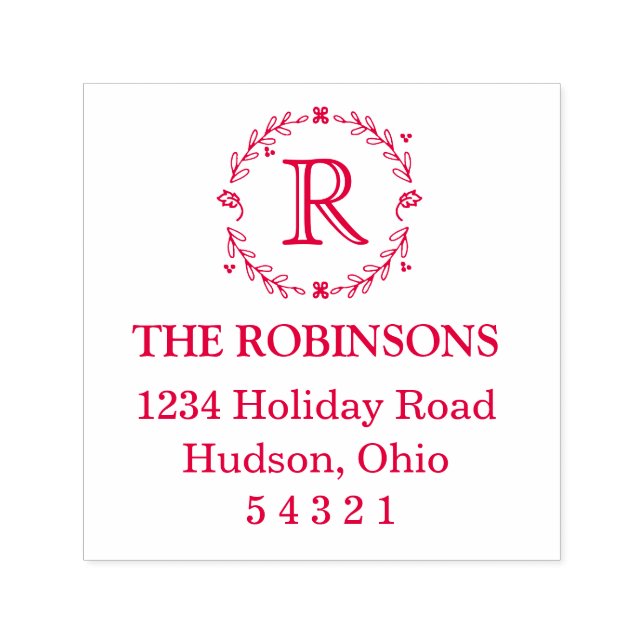 Laurel Monogram Address Stamp (Design)