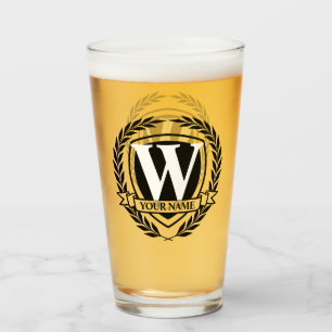 Laurel Monogram Design Glass