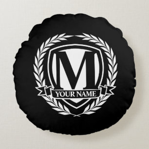 Laurel Monogram Design Round Pillow