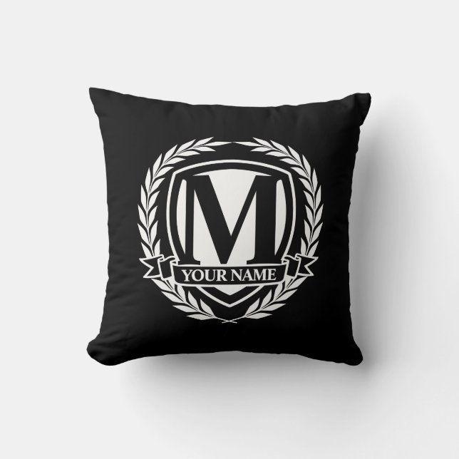 Laurel Monogram Design Throw Pillow (Front)