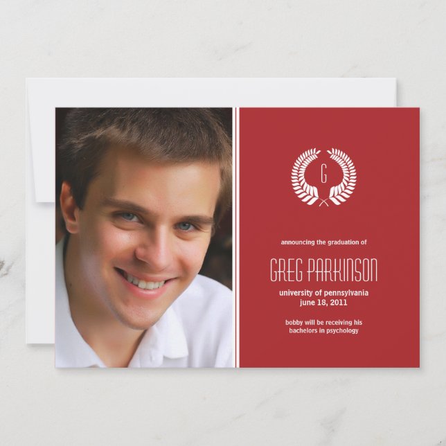 Laurel Monogram Graduation Announcement (Front)