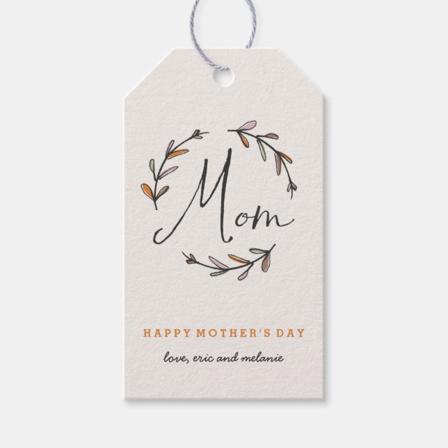 Laurel Mother's Day Gift Tag - Tangerine (Front)