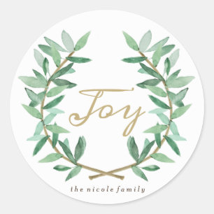 Laurel Olive Leaf Classic Round Sticker