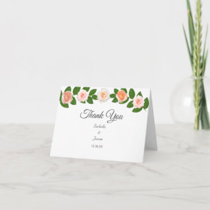 Laurel & Rose Flowers Wedding Thank You Card