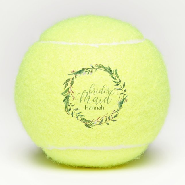 Laurel Wreath Bridesmaid Wedding Party Gift Tennis Balls (Front)