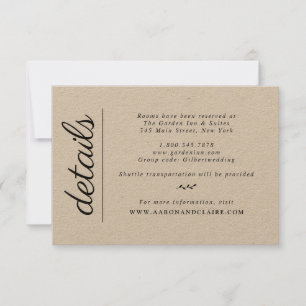 Laurel Wreath   Classy Wedding Details Card