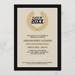 Laurel Wreath Graduation Announcement (black)