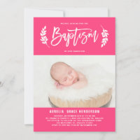 Laurel Wreath Hot Pink Photo Baptism