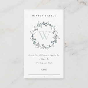 Laurel Wreath Monogram Diaper Raffle Baby Shower Enclosure Card