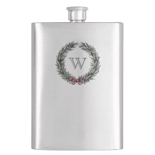 Laurel Wreath Monogram Flask