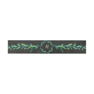 Laurel Wreath Olive Leaf Branch Modern Chalkboard Invitation Belly Band