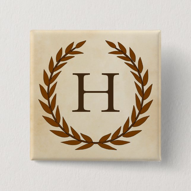 Laurel Wreath on Parchment Monogram Initial H 15 Cm Square Badge (Front)