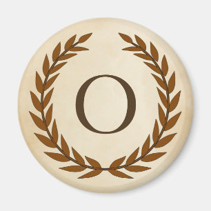 Laurel Wreath on Parchment Monogram Initial O Magnet